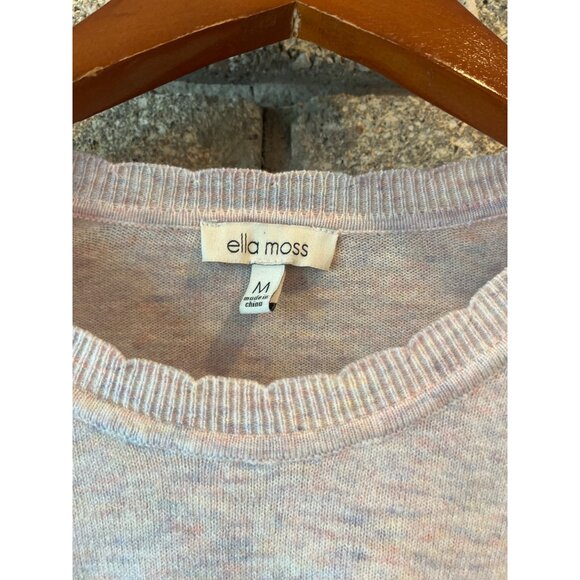 Ella Moss Heathered Light Pink Pullover Sweatshirt M Ribbed Trim Crew Neck & Cuf - Picture 3 of 5